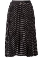 Sacai - Striped Pleated Midi-skirt - Women - Cupro - 2, Women's, Black, Cupro