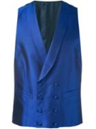 Canali - Double Breasted Waistcoat - Men - Silk/cupro - 50, Blue, Silk/cupro