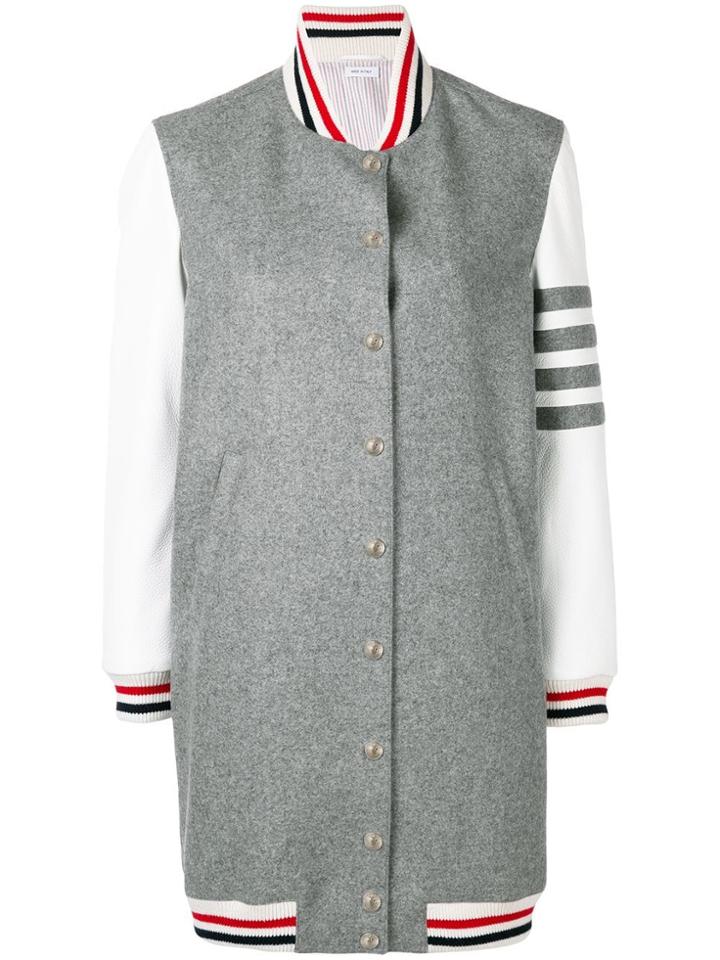 Thom Browne Grey Melton Varsity Jacket