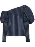 Osman Asymmetric Striped Cotton Top - Blue