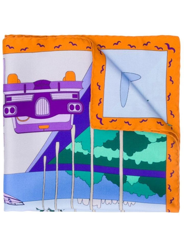 Cha Val Milano Laguna Beach Print Scarf - Orange
