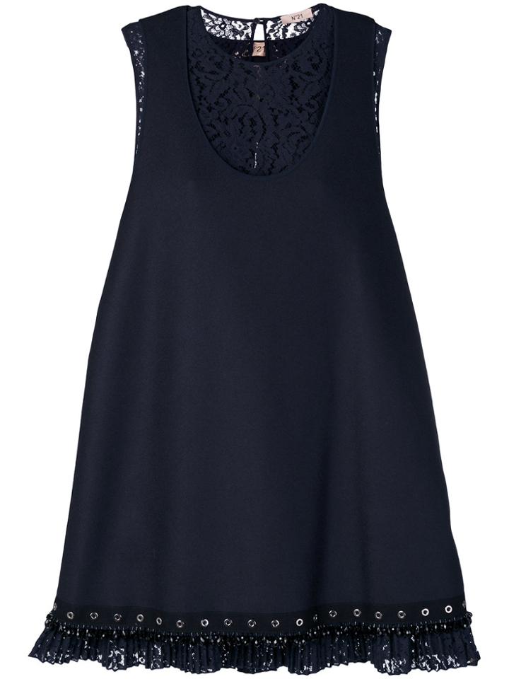 No21 Lace Insert Dress - Blue