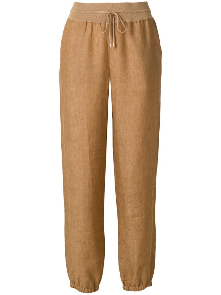 Loro Piana Drawstring Gathered Hem Trousers - Brown