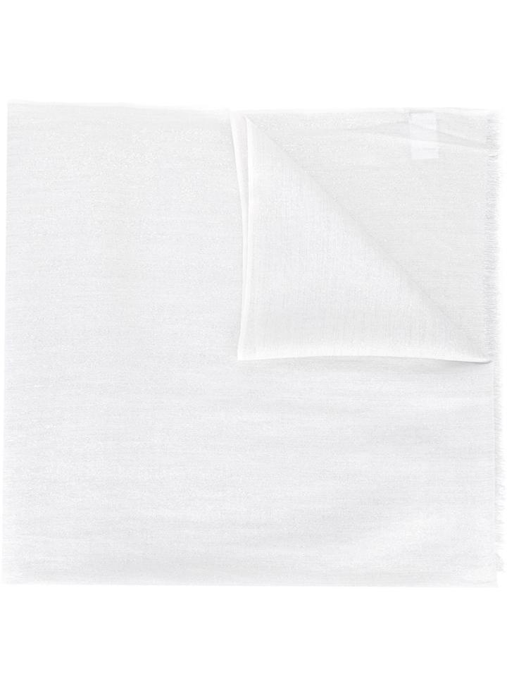 Brunello Cucinelli Frayed Gauze Scarf, Women's, White, Silk/polyamide/cashmere