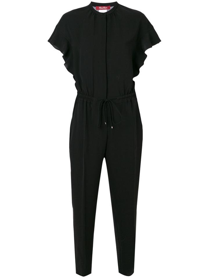 Max Mara Studio Frill-trim Tailored Jumpsuit - Black