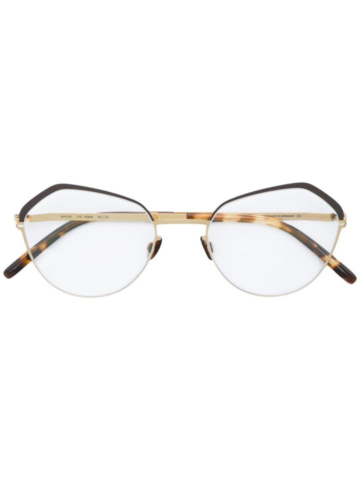 Mykita Geometric Frame Glasses - Brown