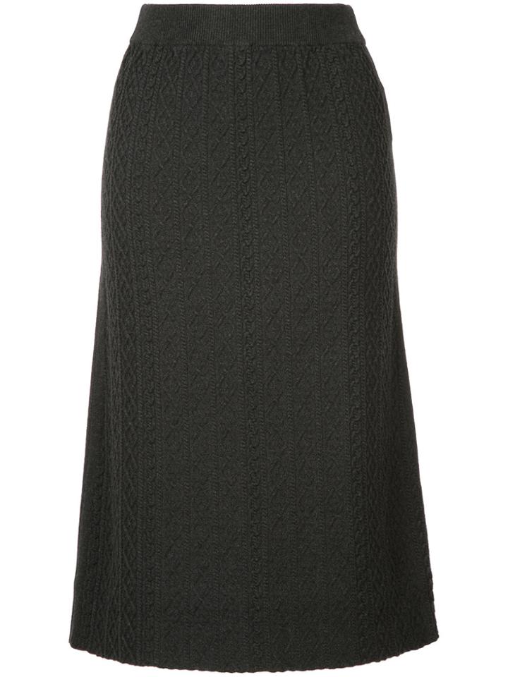 Le Ciel Bleu Cable Knit Midi Skirt - Grey