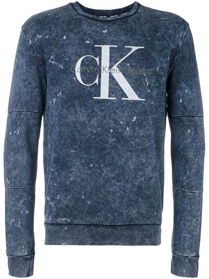 Calvin Klein Jeans Logo Print Sweatshirt, Men's, Size: Medium, Blue, Cotton