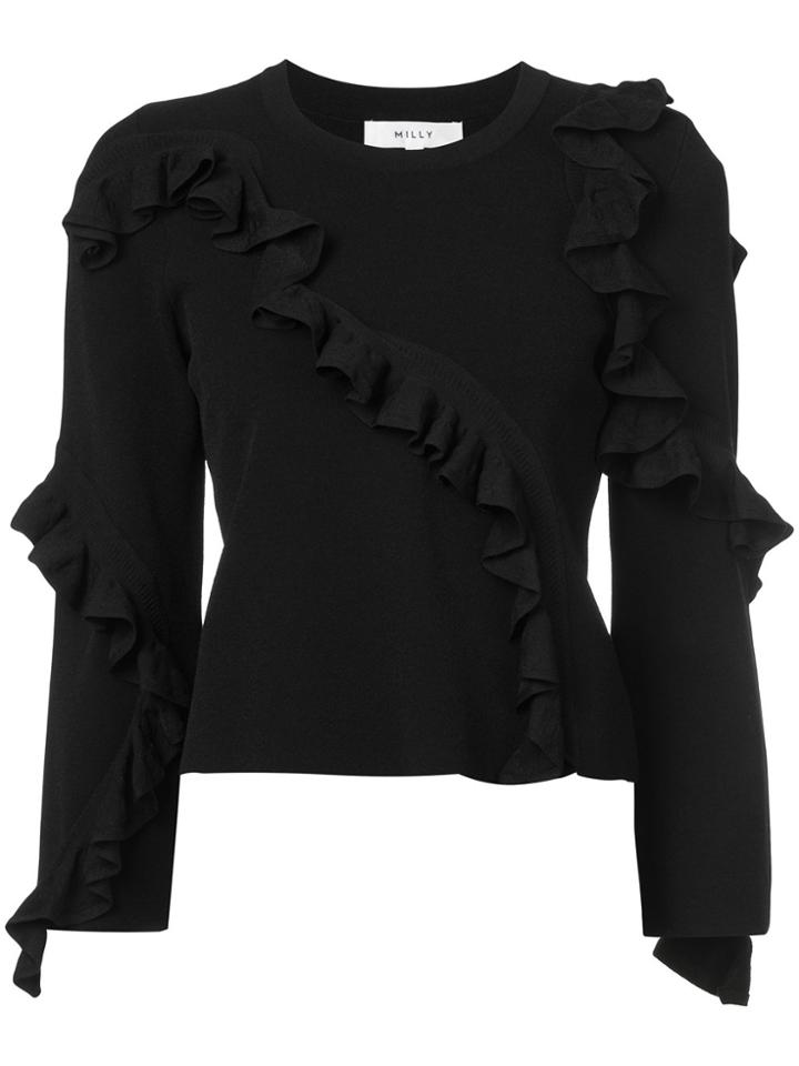 Milly Frill Trim Sweater - Black