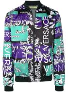 Versace Jeans Baroque Print Panelled Bomber Jacket - Green