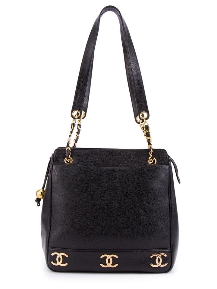 Chanel Vintage Caviar '6 Cc' Tote Bag, Women's, Black