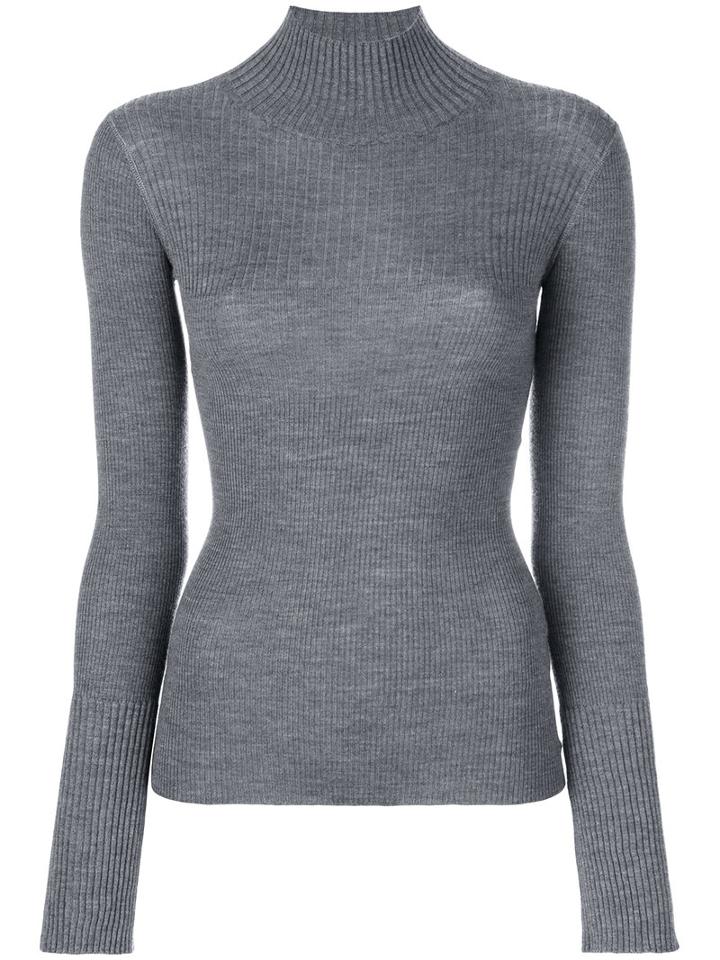Joseph - Ribbed High Neck Sweater - Women - Silk/cashmere/wool - S, Grey, Silk/cashmere/wool