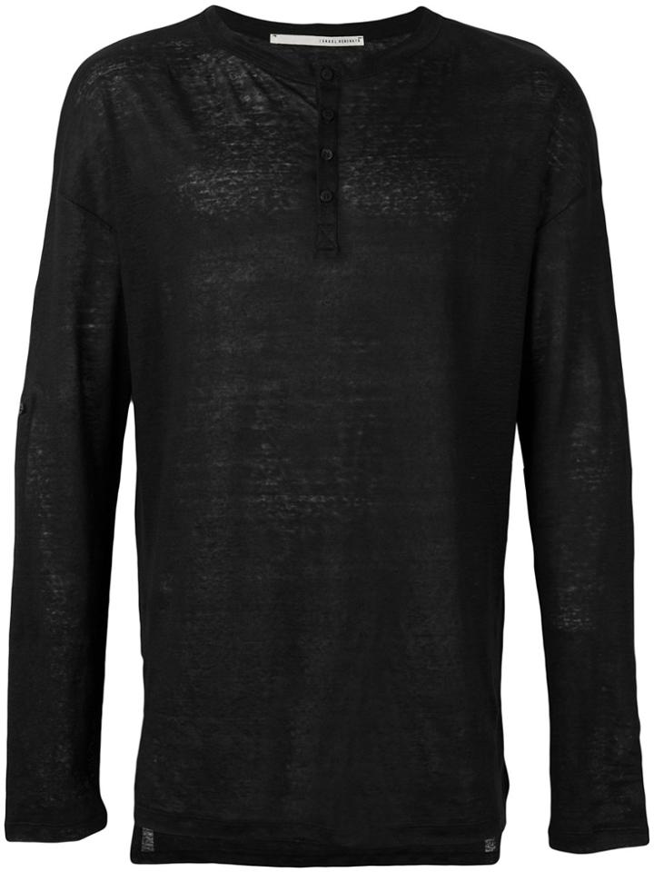 Isabel Benenato Long Sleeve Henley T-shirt - Black