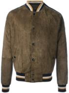 Lanvin Sleeve Stripe Stadium Jacket, Men's, Size: 48, Green, Lamb Skin/viscose/cupro/cotton