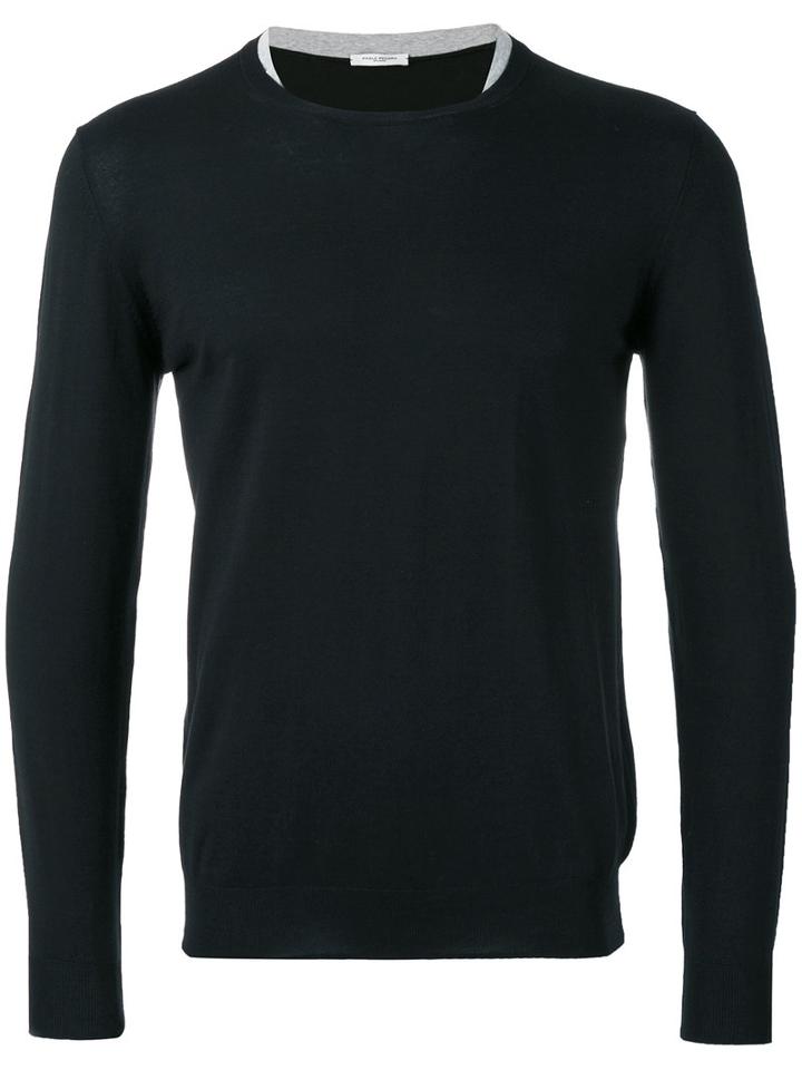 Double Collar Jumper - Men - Cotton - S, Black, Cotton, Paolo Pecora