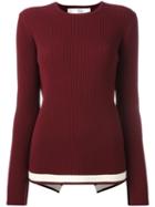Victoria Victoria Beckham Open Back Ribbed Jumper, Women's, Size: 12, Red, Wool/cotton/nylon/rayon