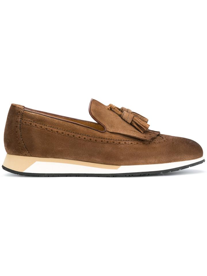 Santoni Wedge Sole Loafers - Brown