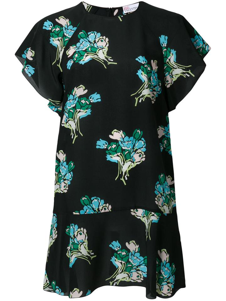 Red Valentino Floral Mini Dress - Black