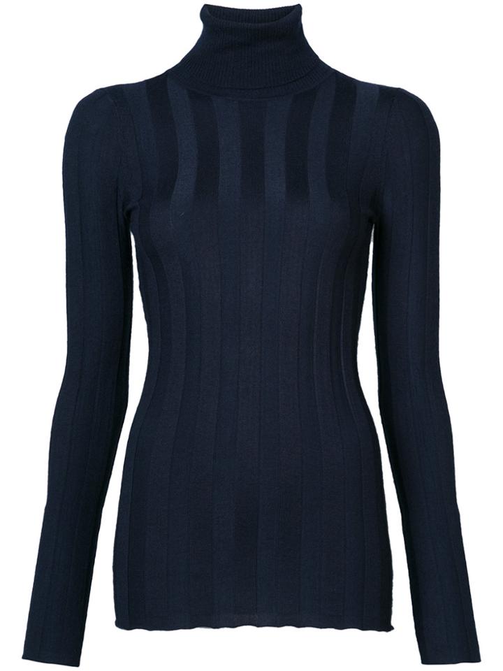 Derek Lam Ribbed Long Sleeve Turtleneck - Blue
