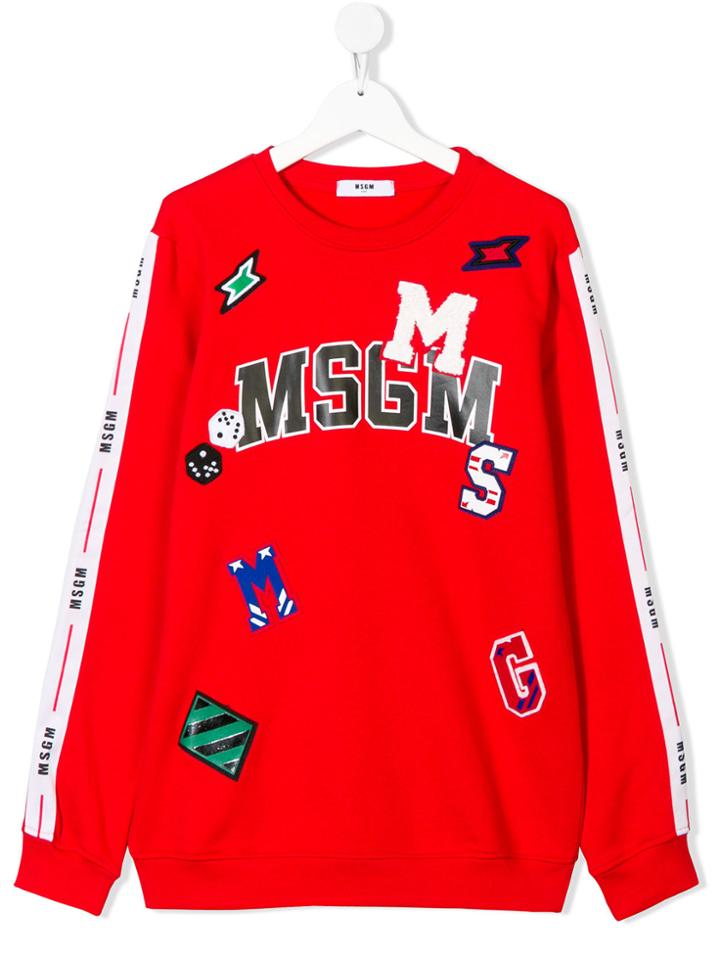 Msgm Kids Patches Sweatshirt - Red