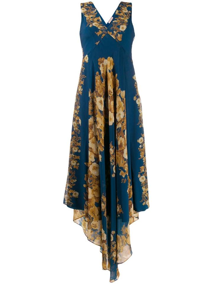 Twin-set Floral V-neck Dress - Blue