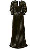 L'autre Chose Striped V-neck Dress - Black