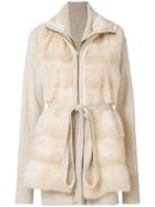 Liska Layered Fur Jacket - Nude & Neutrals