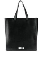 Msgm Logo Printed Tote Bag - Black