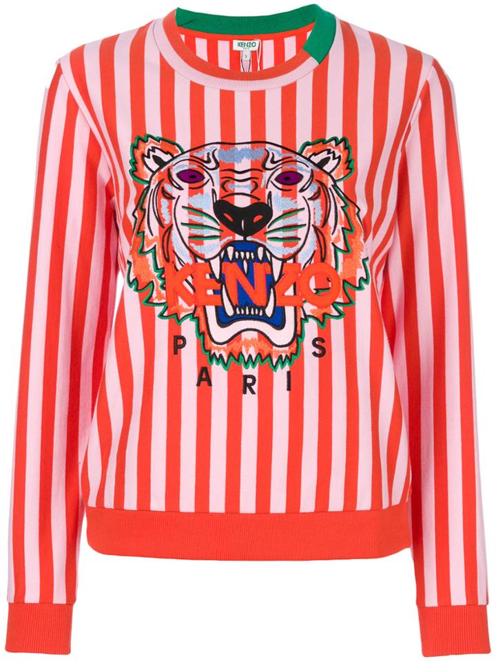 Kenzo Tiger Motif Striped Sweatshirt - Pink & Purple