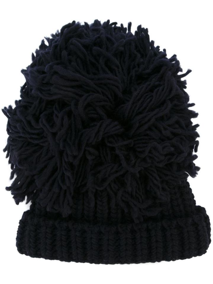 Federica Moretti 'maxi Pom Pom' Beanie, Women's, Blue, Acrylic/virgin Wool