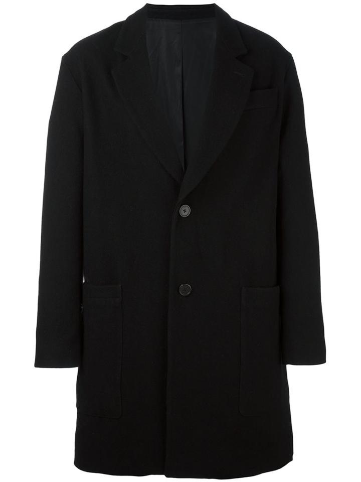 Ami Alexandre Mattiussi Single Breasted Coat, Men's, Size: 48, Black, Wool