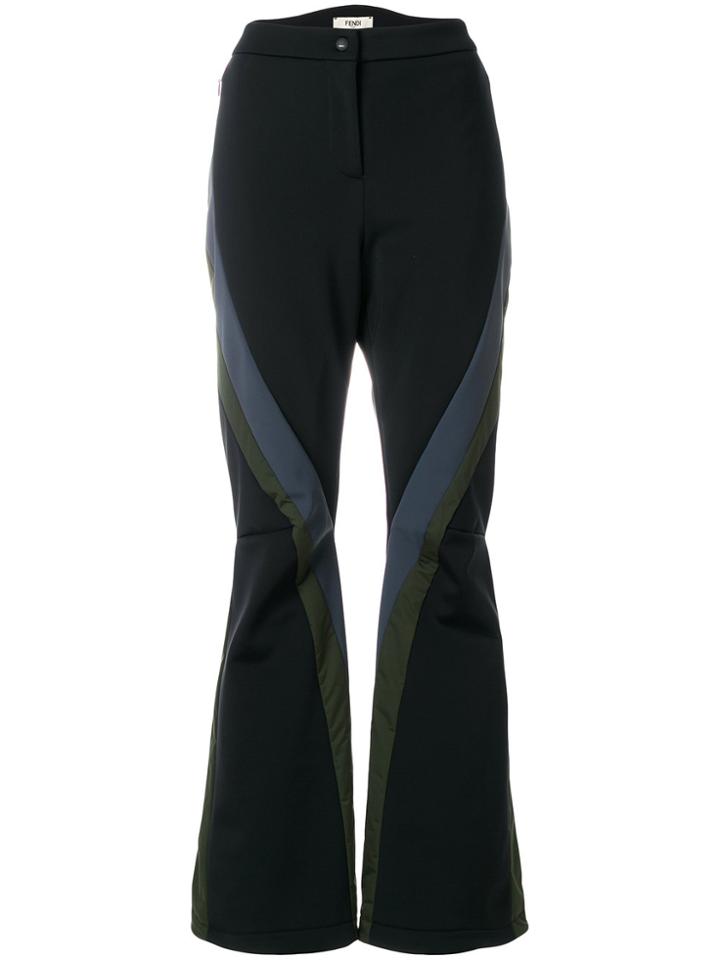 Fendi Flared Colour-block Trousers - Black