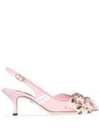 Dolce & Gabbana Floral Print Crystal-buckle Pumps - Pink
