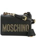 Moschino Studded Logo Crossbody Bag, Women's, Black, Leather/metal (other)
