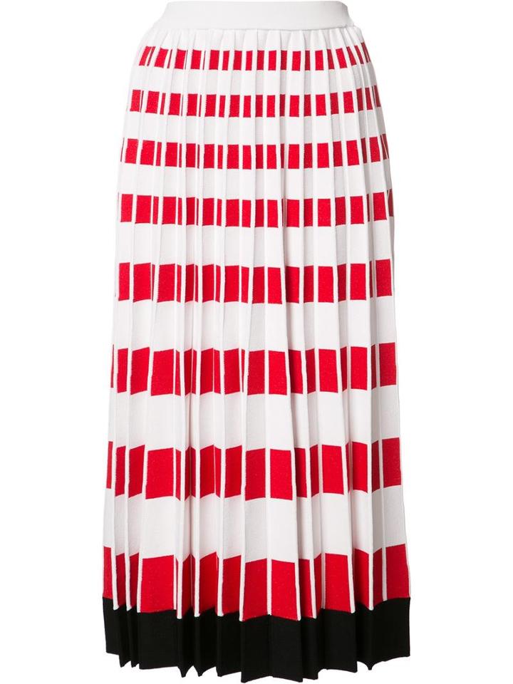 Fendi Pleated Knit Skirt, Women's, Size: 40, Red, Viscose/polyester