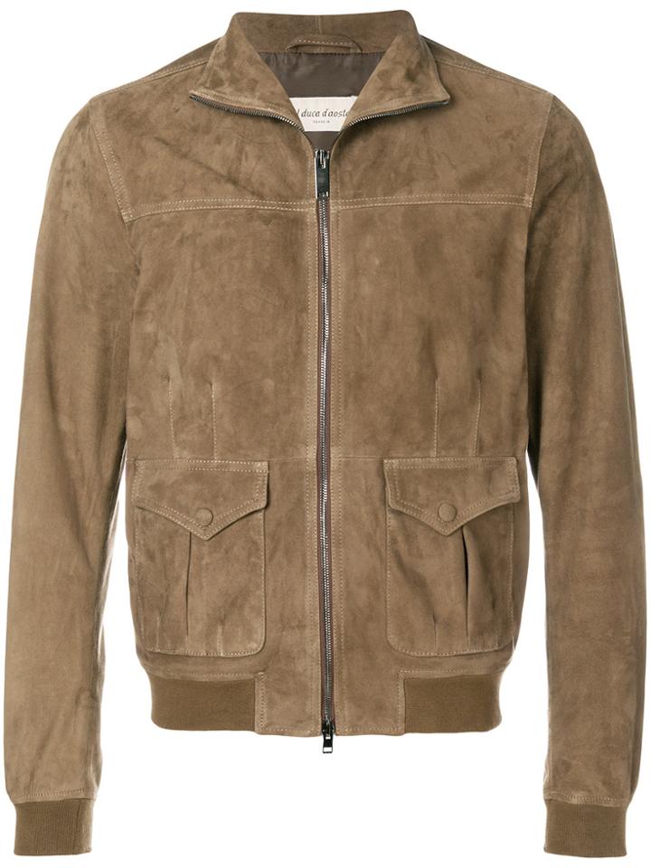 Al Duca D'aosta 1902 Suede Bomber Jacket - Brown