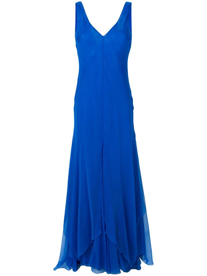 Alberta Ferretti V-neck Flared Dress - Blue