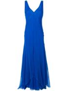 Alberta Ferretti V-neck Flared Dress - Blue