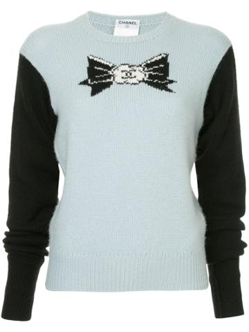 Chanel Vintage Cc Ribbon Bicolore Knit Top - Blue
