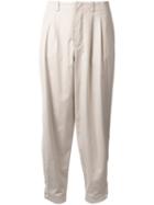 Nehera Pleated Tapered Trousers, Women's, Size: 34, Brown, Silk/cotton