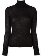 T By Alexander Wang Fine Knit Roll Neck Top, Women's, Size: Xs, Black, Wool