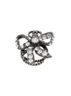 Gucci Crystal Embellished Bow Ring - Silver