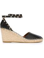 Valentino 'rockstud' Wedge Espadrilles - Black