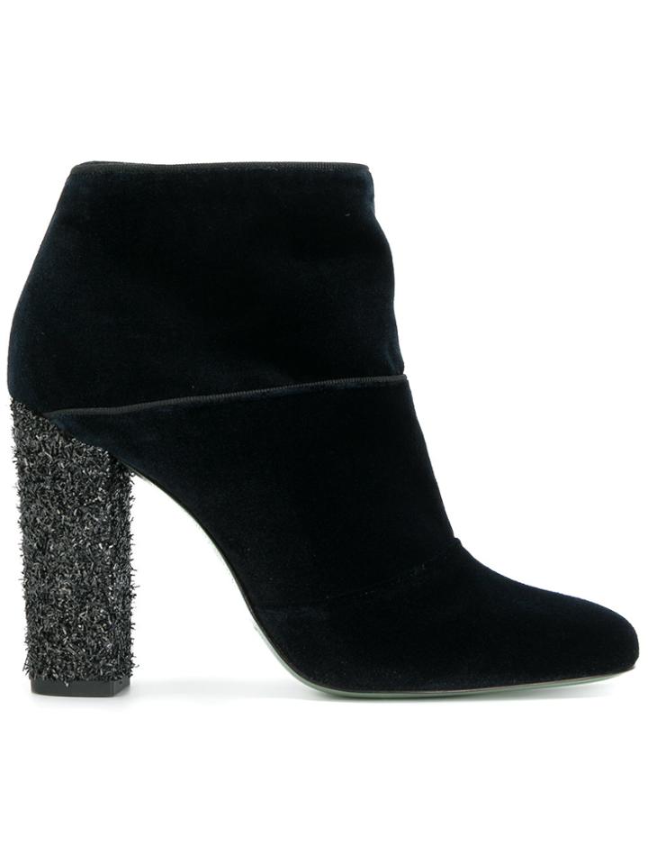 Paola D'arcano Contrast Heel Ankle Boots - Black