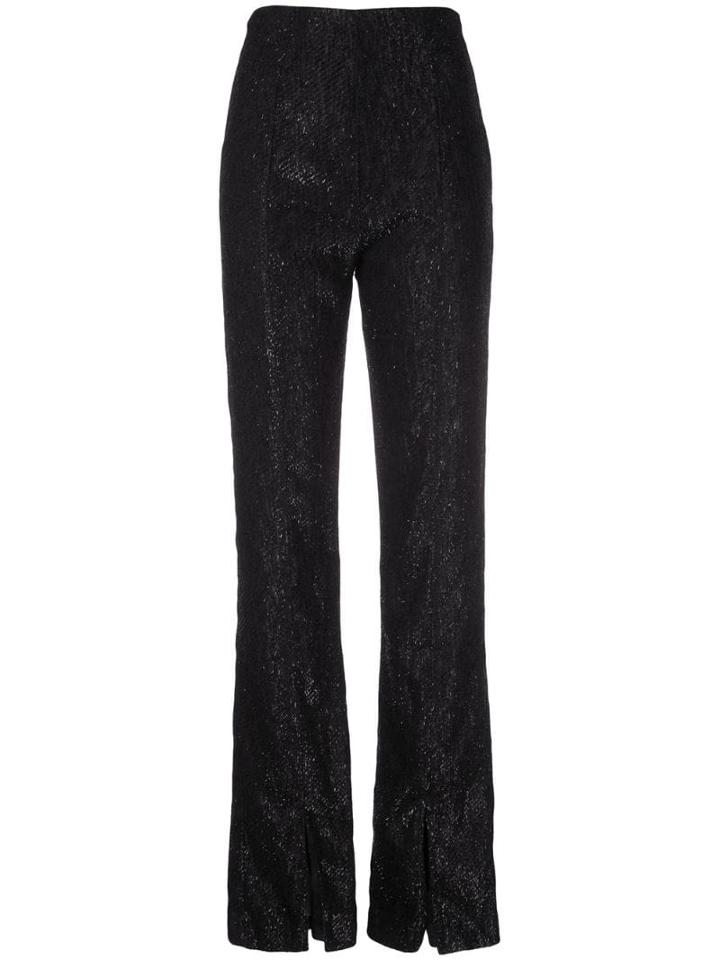 16arlington Slit Hem Lamé Trousers - Black