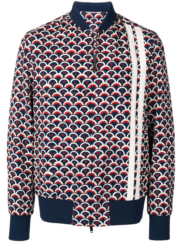 Valentino Macrocamouflage Print Bomber Jacket - Blue