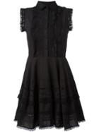 Red Valentino Lace Trim Shirt Dress, Women's, Size: 38, Black, Cotton/polyamide/polyester