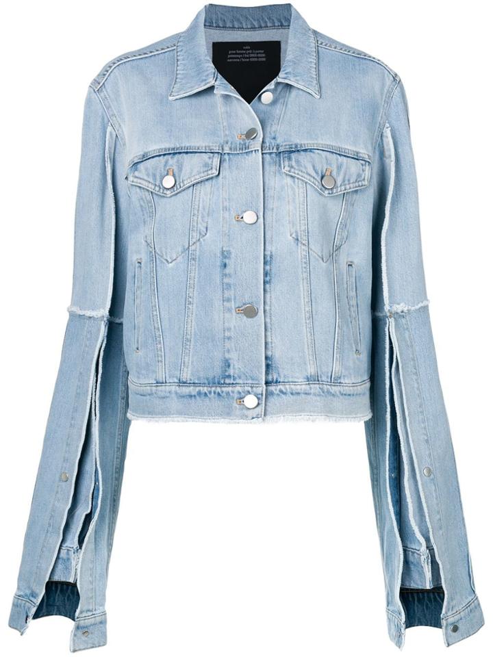 Rokh Split Sleeve Denim Jacket - Blue