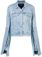 Rokh Split Sleeve Denim Jacket - Blue