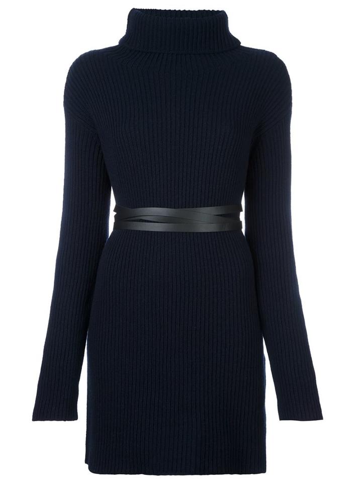 Valentino Belted Knitted Dress, Women's, Size: Medium, Blue, Cashmere/virgin Wool